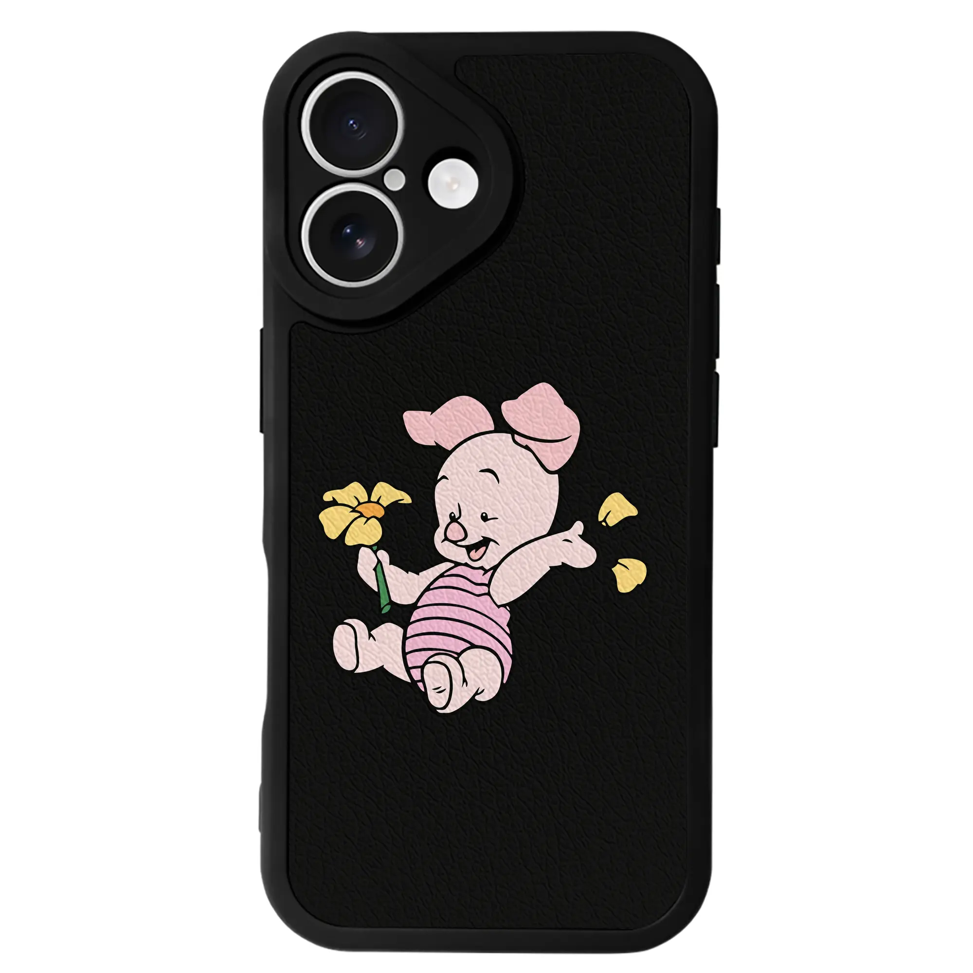 プーさん グッズ ピグレット - IPhone 16シリーズ対応 ・ シリコンスマホケース ・ レザー調 ・ 高精度フィット ・ 耐衝撃 ・ ワイヤレス充電対応 ・ 精密カット